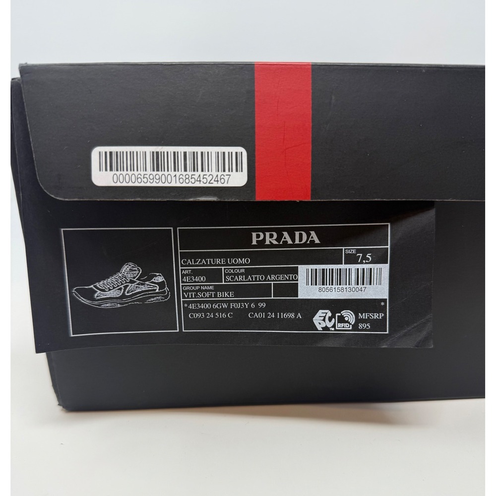 Prada Americas Cup Sneaker Leather Red Size 8.5 US 7.5 UK - Picture 10 of 10